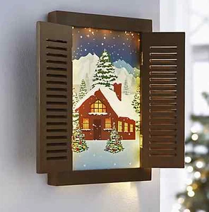 Leuchtbild "Winter" romantischem Wintermotiv Fensterläden  15 LED's Bild *NEU * - Bild 1 von 3