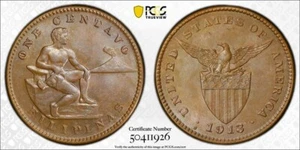 Lote de 1 centavo 1913-Estados Unidos Filipinas graduación profesional MS64BN #A9859 ¡Elección UNC! - Imagen 1 de 4