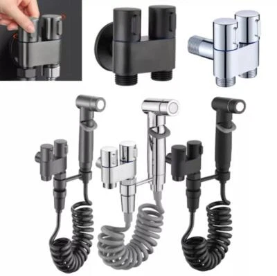 Shower Toilet Bidet Sprayer Shower Head Double Outlet Angle Valve Wall-Mount - image 1 of 4