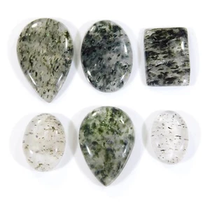 LOTE AL POR MAYOR DE 6 PIEZAS DE CABUJÓN DE CUARZO PUNTO NEGRO NATURAL PIEDRAS PRECIOSAS 176.CT DE=121 - Imagen 1 de 4