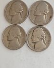 4 DIFFERENT JEFFERSON NICKEL CIRCULATED SET 1938 D 1939 PS 1942 FREE POST