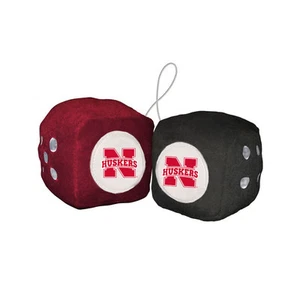 Nebraska Cornhuskers Car Truck Rear View Mirror Soft Plush Fuzzy Hanging Dice - Picture 1 of 1