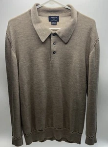 Suéter Brooks 346 100% Merino Lana Para Hombre Marrón Cuello Mangas Largas - Imagen 1 de 10