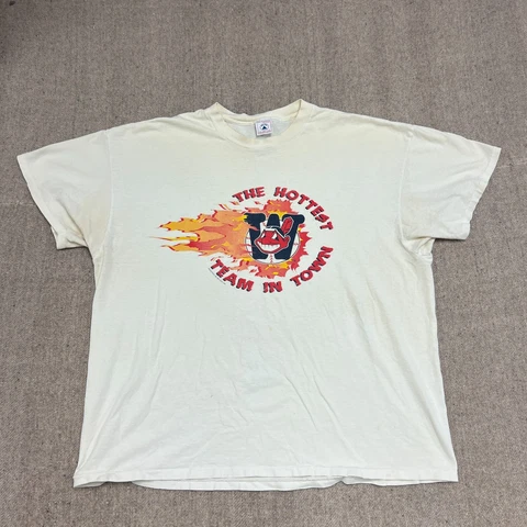 Vintage Cleveland Indians Shirt Mens XXL White 1990s MLB Baseball Cover