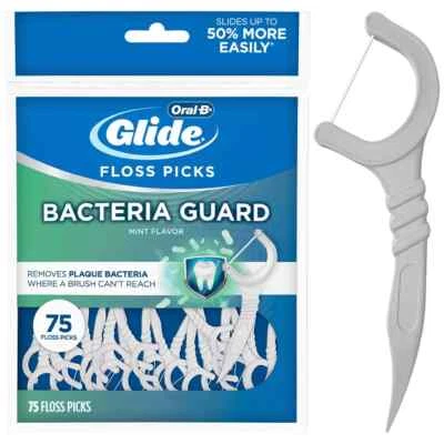 Oral-B Glide Bacteria Guard Mint Floss Picks - 75 Picks