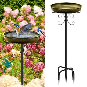 35In Metal Bird Bath for Outside, Vintage Bird Bath Bowl, Detachable Birdbath - Picture 1 of 7