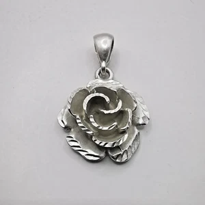 Colgante rosa vintage inusual de plata de ley 925, joyería para mujer - Imagen 1 de 5