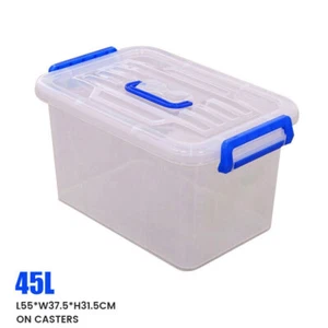 45L Large Storage Boxes With Lid Lock Handles Food Container Kitchen Office Box - Picture 1 of 3