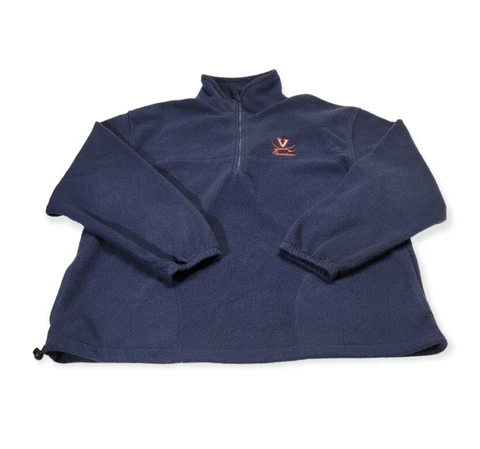 AS Sports Men's Virginia UVA Cavaliers 1/4 Zip Fleece Jacket Size XL Navy Blue Cover