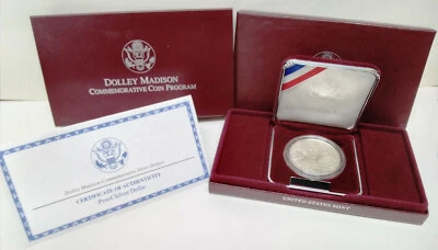 1999-P US Mint Dolley Madison Commemorative $1 Silver Proof Coin ~ Box & COA  MG - Image 1 of 4