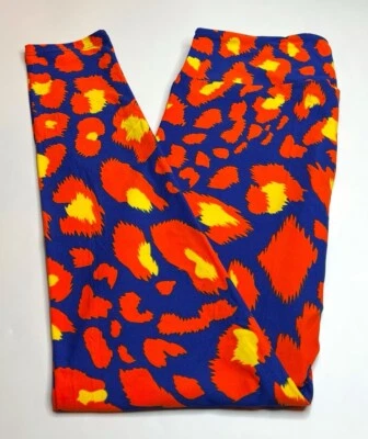 NEW LuLaRoe TC Leggings BLUE ORANGE YELLOW Cheetah LEOPARD Wild ANIMAL Sexy Diva - Image 1 of 4