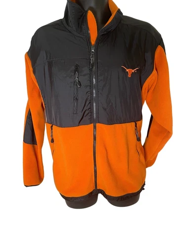 Texas Longhorns Men’s Fleece Jacket Large Charcoal & Burnt Orange Essex Cover