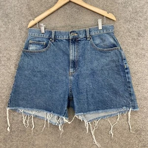 Cotton On Shorts Womens 14 Blue Denim Fray High Rise Cotton Zip 3607 - Picture 1 of 11