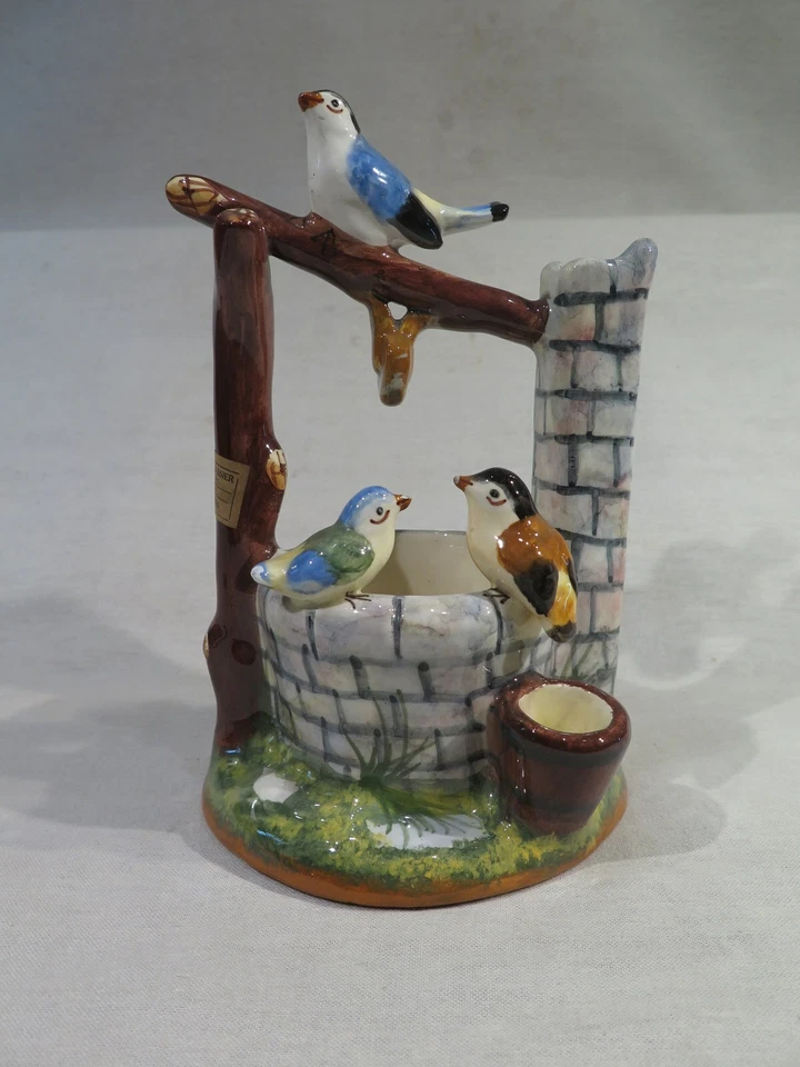 VALLAURIS J. MACIER ANCIEN VIDE POCHE CERAMIQUE PUITS OISEAUX PIQUE FLEURS  - Photo 1/1