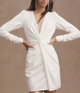 Tadashi Shoji Sabine Plunge V-Neck Twist-Front Long-Sleeve Mini Dress XXL - Picture 1 of 5
