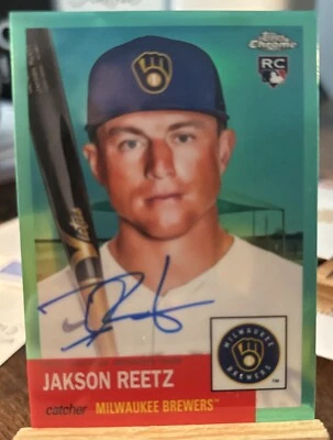 Jakson Reetz 2022 Topps Chrome Platinum Anniversary Aqua Refractor /150 Auto RC - Image 1 of 2