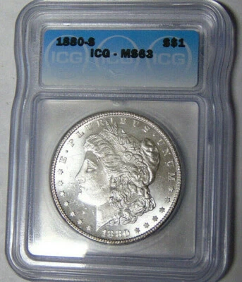 ICG MS63 1880-S Morgan Silver Dollar San Francisco #3549902001 - Image 1 of 3