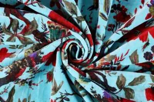 Lot 25 Yard Luxury Soft Velvet Bird Print Fabric Indian Dress Sewing Upholstery - Picture 1 of 3