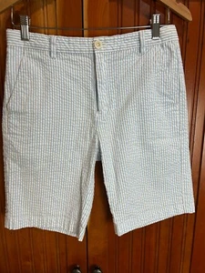 Vineyard Vines Boys Fine Line Seersucker Breaker Shorts size 18 blue and white - Picture 1 of 11