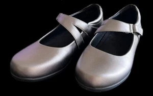 Abeo Women's Mary Janes Straps Slip On Loafers Aero Shoes Silver Ciji Pewter 8M - Picture 1 of 5