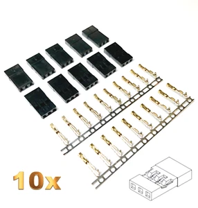 ✅ 10 Stück Female Servo Stecker JR Graupner kompatibel Vergoldet Crimp Pins 3Pin - Bild 1 von 13