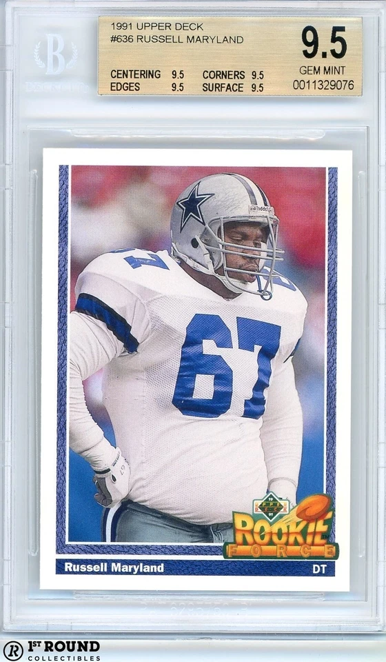 Russell Maryland BGS 9.5: 1991 Upper Deck RF Rookie Year Card POP 3 - Image 1 of 3