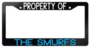 Glossy Black License Frame Property Of The Smurfs Auto Accessory - Picture 1 of 1