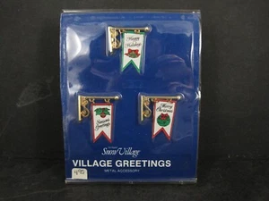 Dept 56 Snow Village Greetings Metal Banners 5418-6 New Old Stock - Picture 1 of 5