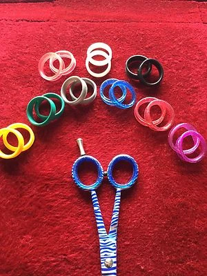 18X Tesouras de Cabelo de Barbeiro Tesoura Anéis de Dedo Apertos Inserções 9 Conjuntos TAMANHO MÉDIO - Imagem 1 de 4