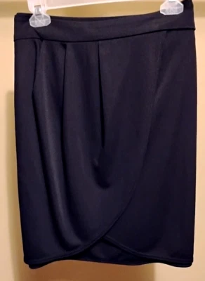 NWT $46 NY Collection Women's Black Solid Faux Wrap Pencil Skirt Sz: XL - Image 1 of 2