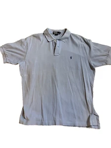 Men Polo Ralph Lauren Blue Pique Size XL Cotton Knitted Natural Stretch - Picture 1 of 8