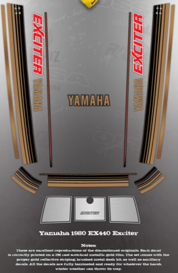 YAMAHA 1980 EXCITER 440 EX440 HOOD DECAL GRAPHIC SET - Image 1 of 1