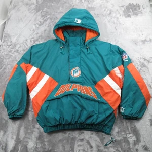 Vintage Miami Dolphins Jacket Mens Large Teal Orange NFL Football Starter 90s - Picture 1 of 22