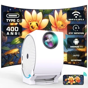 [Built-in Apps] Projector with WiFi and Bluetooth, Android Smart Projector 4K... - Picture 1 of 9
