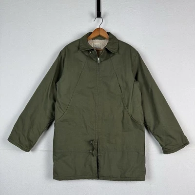 Vintage 60s 70s Sears Wearmaster Green Military Car Coat Parka Fits Chest 42” - Image 1 of 4