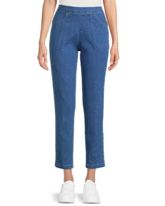 RealSize Womens Stretch Pull On Pants with Pockets Medium Stone Wash Size PM - Picture 1 of 7