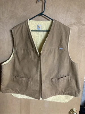 Mens 3XL CARHARTT SHERPA LINED Hunting Duck Canvas Vest - Image 1 of 4