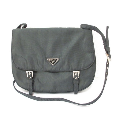 Borsa a tracolla Prada vintage triangolo logo placca nylon blu navy donna abbigliamento