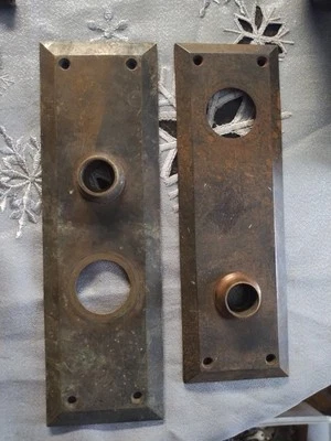 古董复古门把手板维多利亚艺术工艺品Escutcheons铸铁黄铜和铁杆 — 第 1/2 张图片