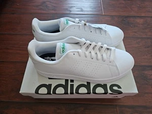 Adidas Advantage Base Sneaker Shoes White Green Mens Size 8.5 New In Box GW2063 - Picture 1 of 7