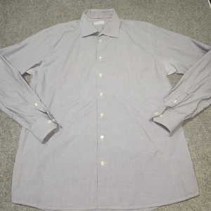 Eton Brighton Contemporary Shirt Mens 46 / 18 Blue White Mini Check Cotton  - Picture 1 of 16