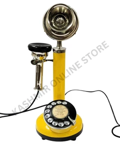 Vintage Yellow Rotary Dial Landline–Antique Working Candlestick Style Telephone. - Picture 1 of 16