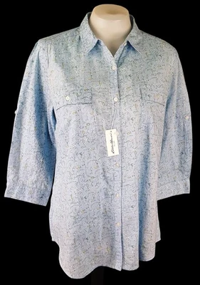 CAMISA DE NOCHE EDDIE BAUER PETITES Mujer Azul Floral L/S - M - MP - PM - PRECIO DE VENTA SUGERIDO POR EL FABRICANTE 55 £ Foto 1 de 4