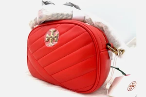 AUTH NEW NWT $398 Tory Burch Kira Chevron SM Camera Crossbody Bag-BRIGHT SAMBA - Picture 1 of 15