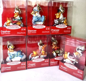 Set of Handcrafted Glass Christmas Ornaments Santa's Reindeer CVS Exclusive 2010 - Picture 1 of 13