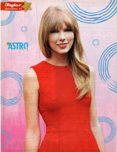 TAYLOR SWIFT Wearing Form Fitting Red Dreass 8" x 10" Pin-Up from Teen Magazine - Picture 1 of 1