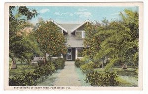 Vintage Postkarte / Fort Myers, Florida / Henry Ford Winterhaus / Orangenbäume - Bild 1 von 2