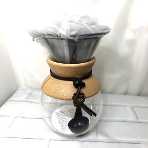 Bodum Pour Over Glass Coffee Maker Cork Band Permanent Filter Scoop Stopper