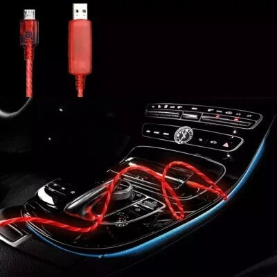 3 Feet Micro USB Cable Charge Sync Red Light up Pulse Electroluminescent V2 x10 - Image 1 of 4