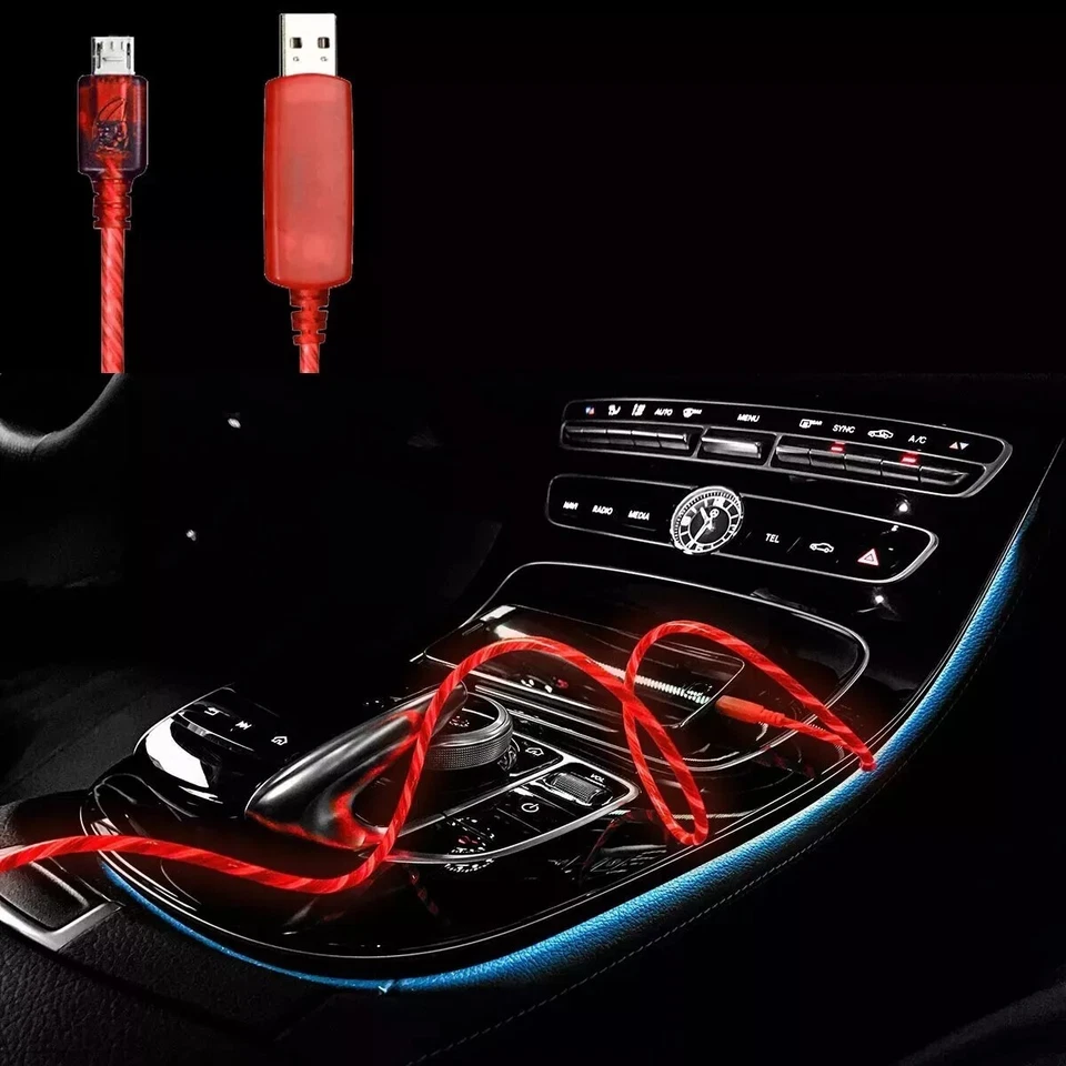 3 Feet Micro USB Cable Charge Sync Red Light up Pulse Electroluminescent V2 x5 - Image 1 of 4